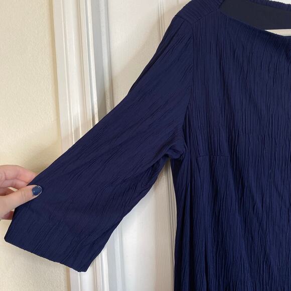 NWT MM LAFLEUR Oak Dress Aegean Blue Navy Crinkle Plus Size 20 New Office - Picture 6 of 11